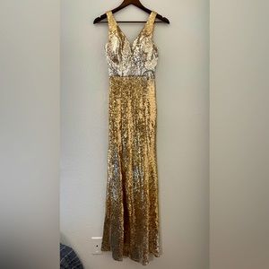 Silver to gold gradient fully sequined dress
